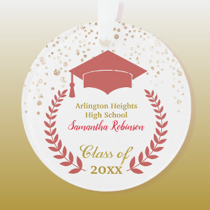 Red Grad Cap und Laurel Abschluss Ornament