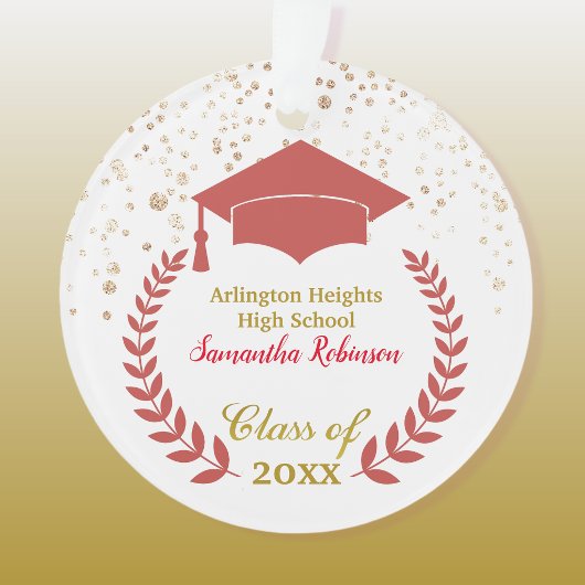 Red Grad Cap und Laurel Abschluss Ornament