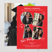 Red GRAD Foto Collage Graduation Party Einladung (Vorne/Hinten)