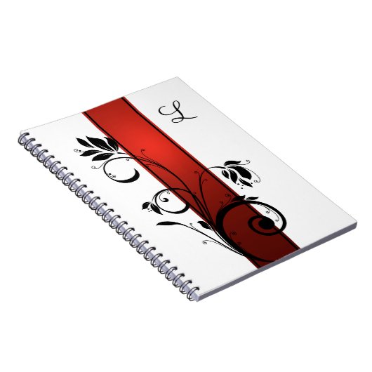 Red Gradient Black Floral Wirbel Gästebuch Notizblock (Rechte Seite)