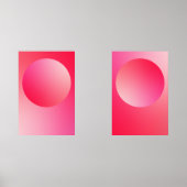 Red Gradient Circle Vignette Abstract Design Bilderwand Sets (Vorderseite)