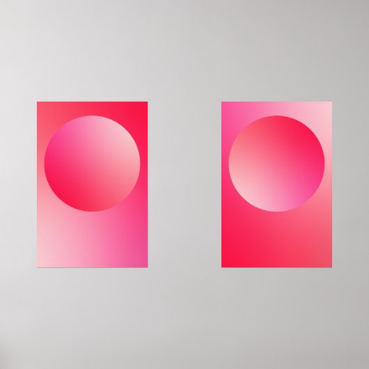 Red Gradient Circle Vignette Abstract Design Bilderwand Sets (Vorderseite)