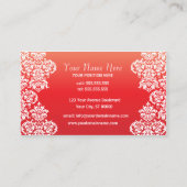 Red Gradient Damask Business Card Visitenkarte (Rückseite)