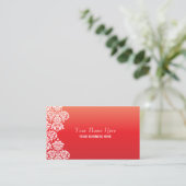 Red Gradient Damask Business Card Visitenkarte (Stehend Vorderseite)
