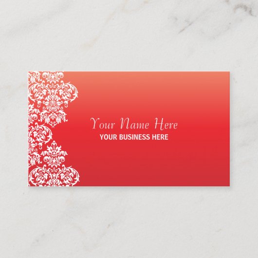 Red Gradient Damask Business Card Visitenkarte (Vorderseite)