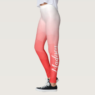 Red Gradient Geometric Mesh Pattern Ihr Name Leggings