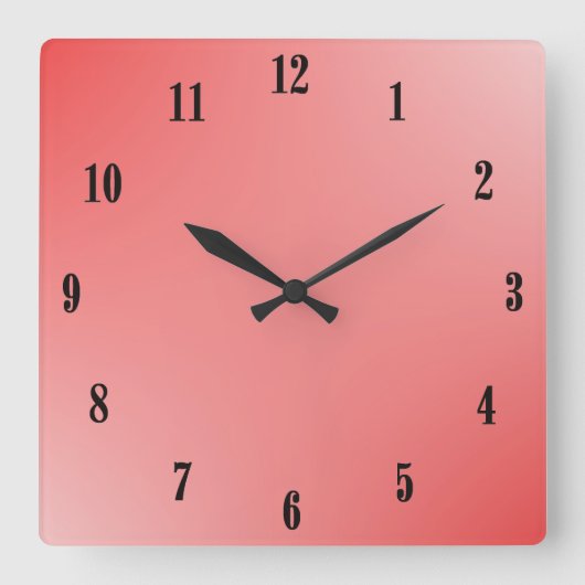 Red Gradient Quadratische Wanduhr (Vorderseite)