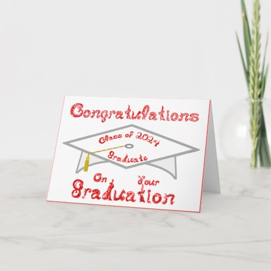 Red Graduate Class 2024 Hat oder Karte (Vorderseite)