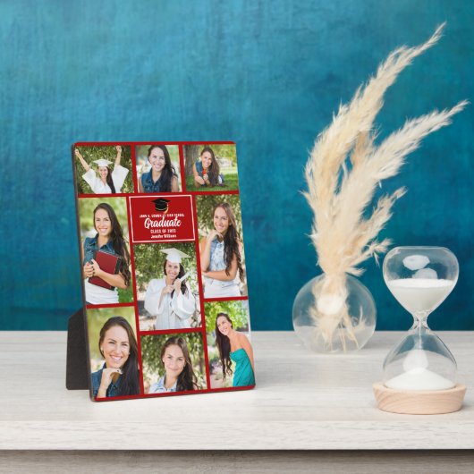 Red Graduate Collage Custom 2023 Abschluss Foto Fotoplatte (Seite)