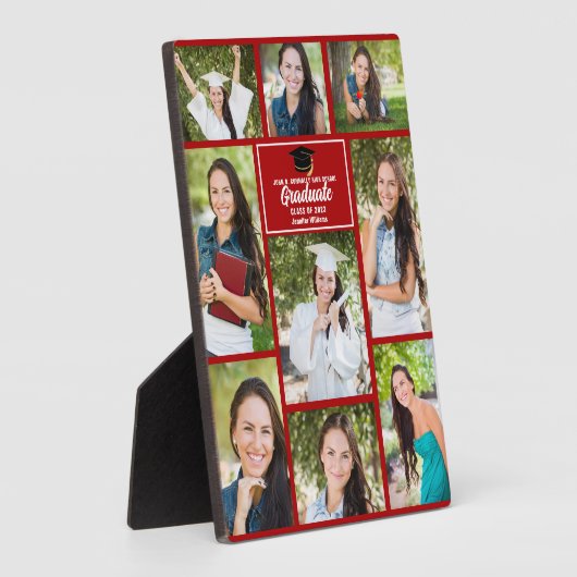 Red Graduate Collage Custom 2023 Abschluss Foto Fotoplatte (Seite)