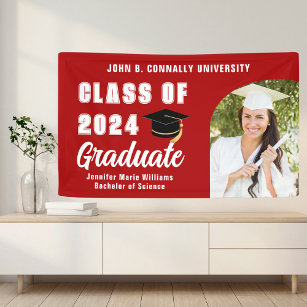 Red Graduate Foto Arch 2024 Graduation Party Banner