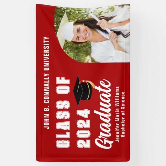 Red Graduate Foto Arch 2025 Graduation Party Banner (Vertikal)