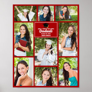Red Graduate Foto Collage Custom Graduate Party Poster