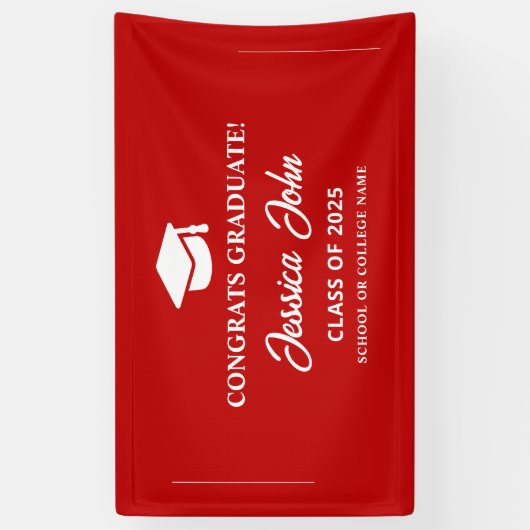 Red graduate Gratulation zu Ihrem Abschluss Banner (Vertikal)