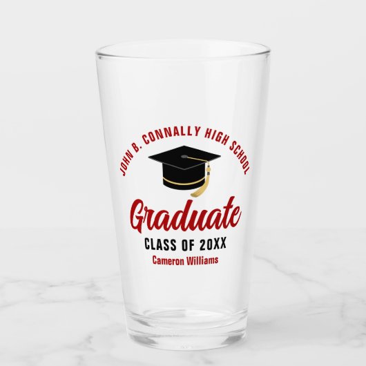 Red Graduate Personalisiert Graduate Party Glas (Vorderseite)