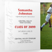 Red Graduate Script Modern Drei Foto Dreifach Gefaltete Einladung (Innen Erste Seite)