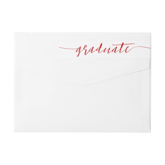 Red Graduate Script Modern Wrap Um Label (Rückseite)