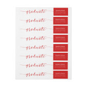 Red Graduate Script Modern Wrap Um Label (Bogen)