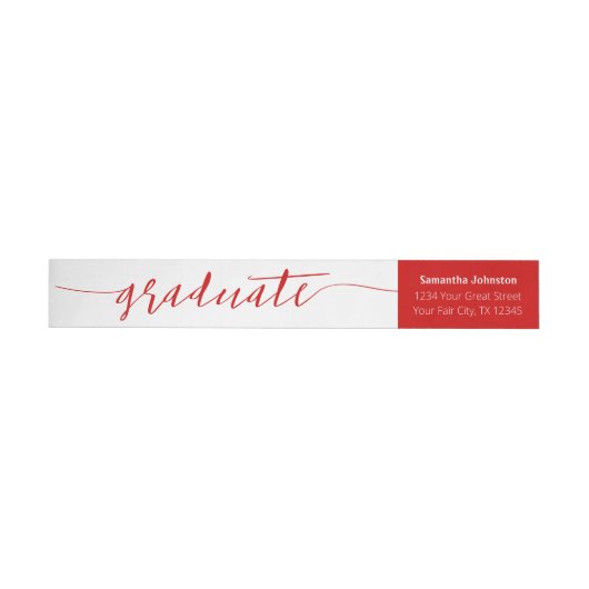 Red Graduate Script Modern Wrap Um Label (Person)