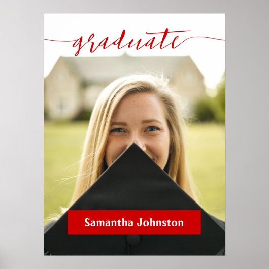 Red Graduate Script Modernes Foto Poster (Vorne)