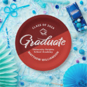 Red Graduation Bold Retro Script Cap Icon Minimal Pappteller (Party)