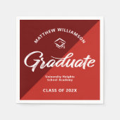 Red Graduation Bold Retro Script Cap Icon Minimal Serviette (Vorderseite)