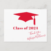 Red Graduation Cap - Danke Postkarte (Vorderseite)