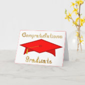 Red Graduation Cap Gold Glitzer Party Hat oder Kar Karte (Gelbe Blume)