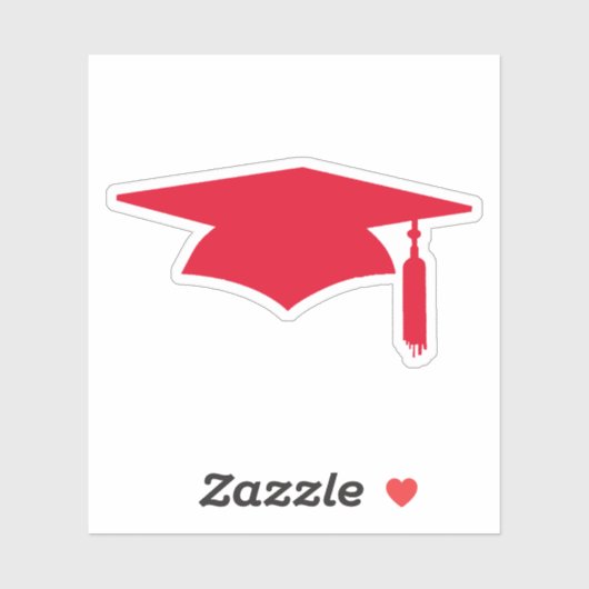 Red Graduation Cap mit Tassel Aufkleber (Blatt)