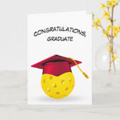 Red Graduation Cap On a Pickleball Karte (Gelbe Blume)