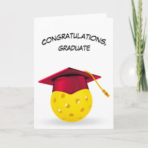 Red Graduation Cap On a Pickleball Karte
