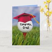 Red Graduation Cap on Golf Ball Karte (Gelbe Blume)