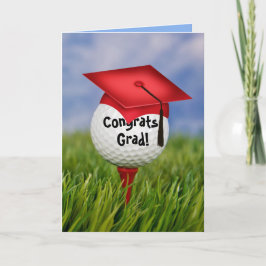 Red Graduation Cap on Golf Ball Karte