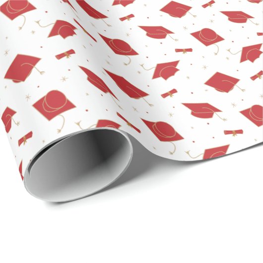 Red Graduation Cap Toss Geschenkpapier (Rolleneckpunkt)