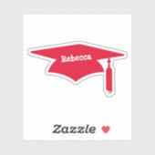 Red Graduation Cap with Tassel - Name Aufkleber (Blatt)
