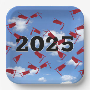 Red Graduation Caps 2024 in Sky Pappteller