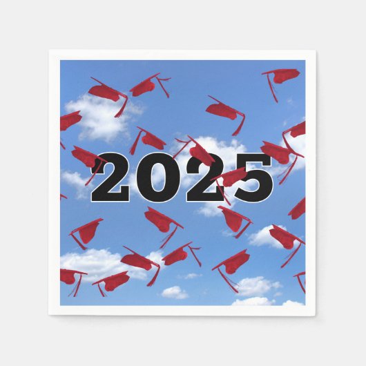 Red Graduation Caps 2025 in Sky Serviette (Vorderseite)
