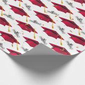 Red Graduation Caps mit Diplomen Geschenkpapier (Ecke)