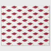 Red Graduation Caps und Gold Confetti Geschenkpapier (Flach)