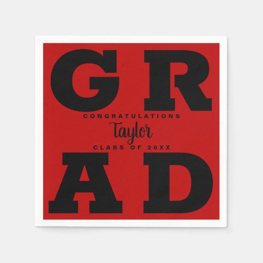 Red Graduation Party "Black on Scarlet" Serviette (Vorderseite)