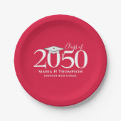 Red Graduation Party - einfach nach Maß Pappteller (Vorderseite)