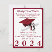 Red Graduation Party für Cap & Diploma Kardinal Einladung (Vorderseite)