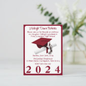 Red Graduation Party für Cap & Diploma Kardinal Einladung (Stehend Vorderseite)