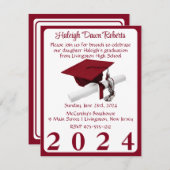 Red Graduation Party für Cap & Diploma Kardinal Einladung (Vorne/Hinten)