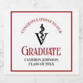 Red Graduation Party of Custom Veterinary School Schaumweinetikett (Einzelnes Label)