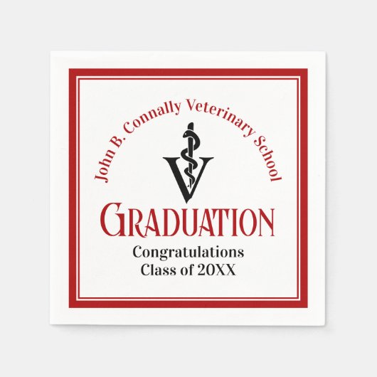 Red Graduation Party of Custom Veterinary School Serviette (Vorderseite)