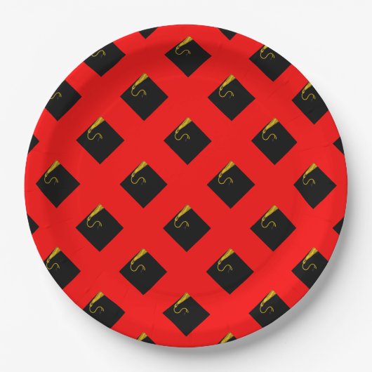 Red Graduation Party Paper Plates Pappteller (Vorderseite)