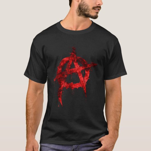 Red Graffiti Anarchy Symbol T-Shirt (Vorderseite)