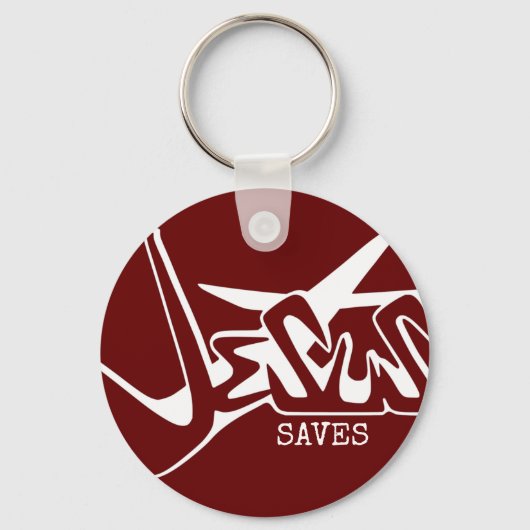 Red Graffiti Jesus Rette Schlüsselanhänger (Vorderseite)