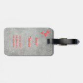 Red graffiti name on gray concrete, your gepäckanhänger (Rückseite horizontal)